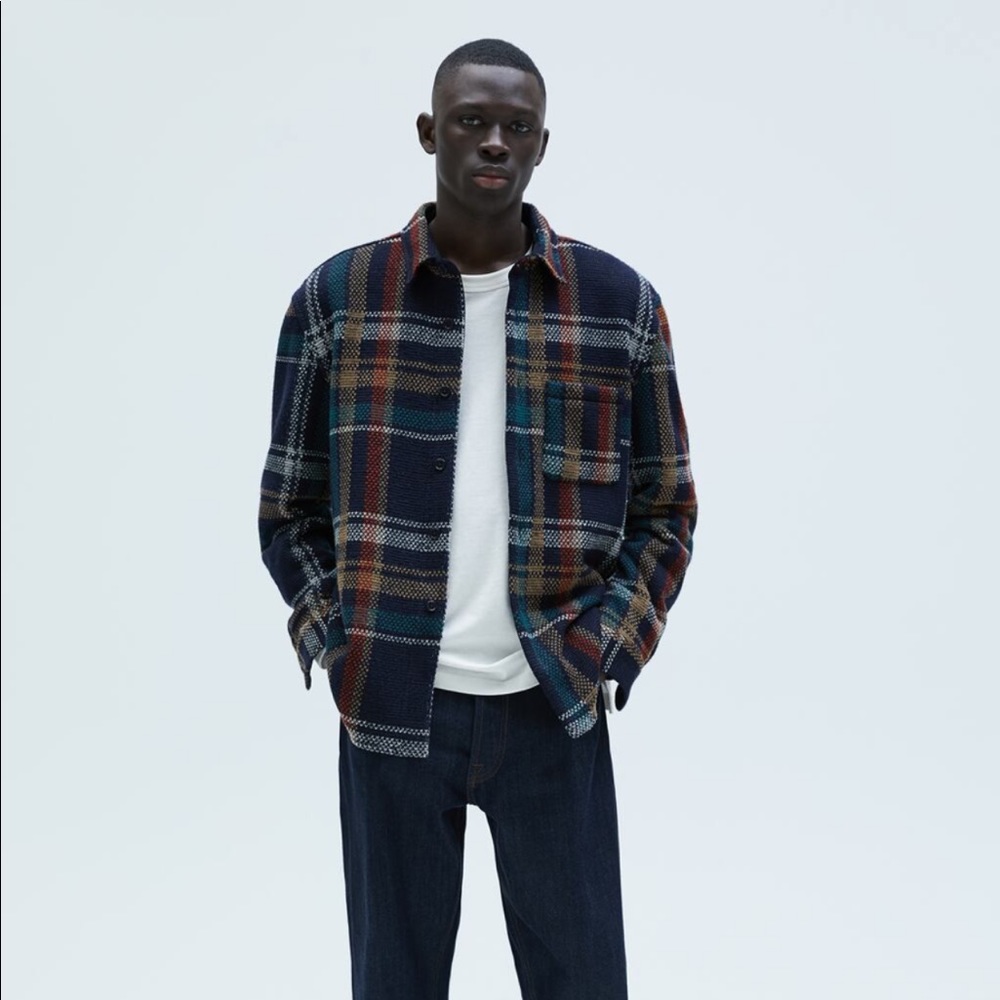 Zara Plaid Textured Overshirt